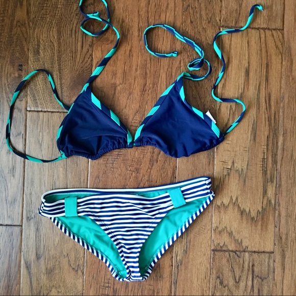Xhilaration Other - Nautical blue, green and white bikini